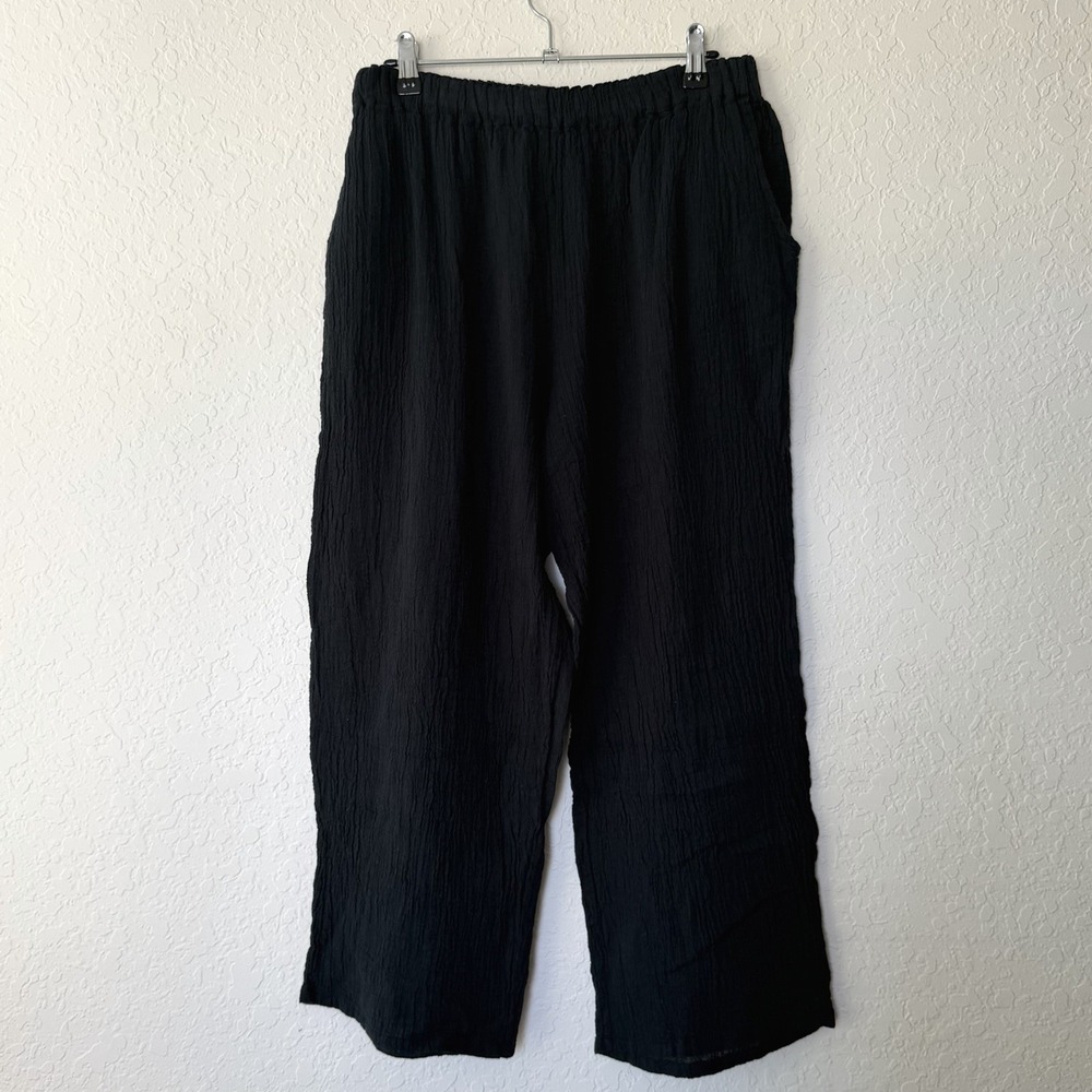 Bryn Walker Cotton Gauze Pants Women Size Small Black Cotton Pull On Lightweight